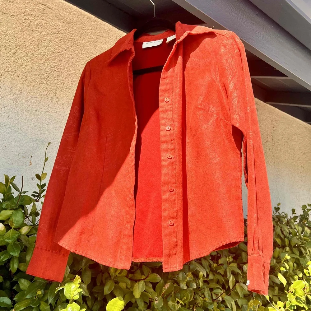 Vintage Microsuede Jacket by Lemon Grass Rustic Red Paisley Shacket Size Small